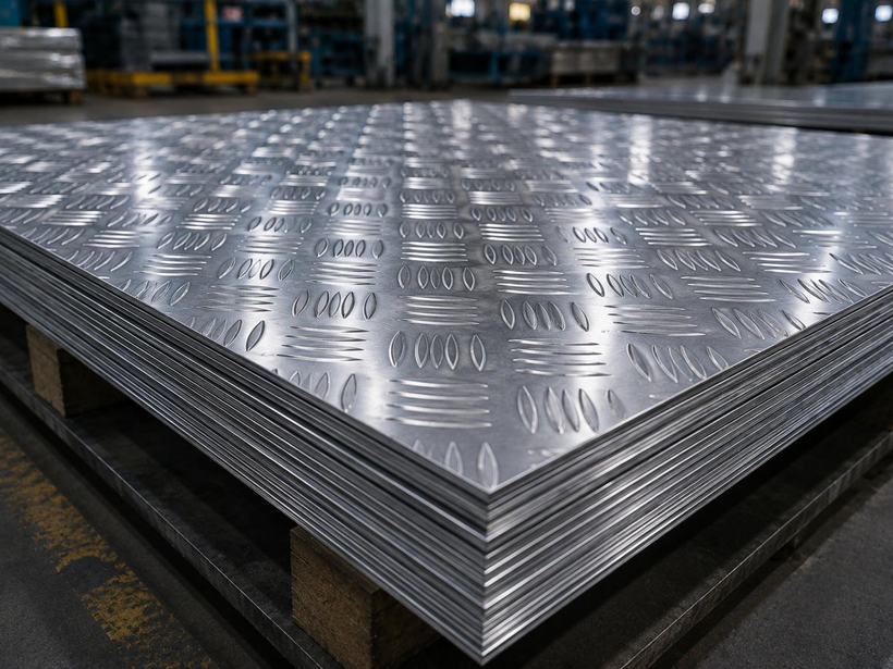 Embossed chequer pattern aluminium plate