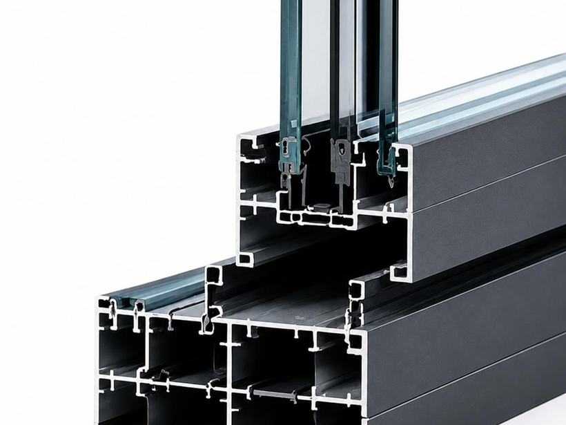 Cutaway of a non-thermal aluminium window and door profile